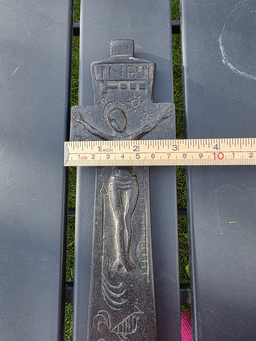 Hand-Carved Wooden Crucifix Wall Cross INRI Jesus Folk Art Vintage Religious - Picture 6 of 7